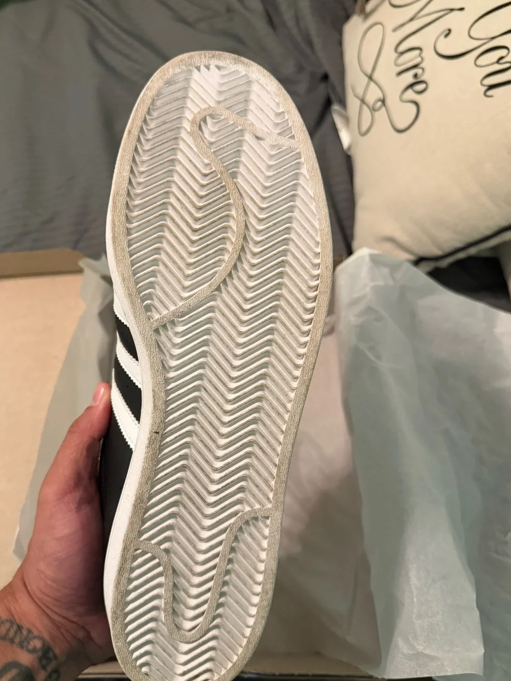 Adidas Black & White Superstar Men’s Sneakers-Size 12 - Picture 6 of 7